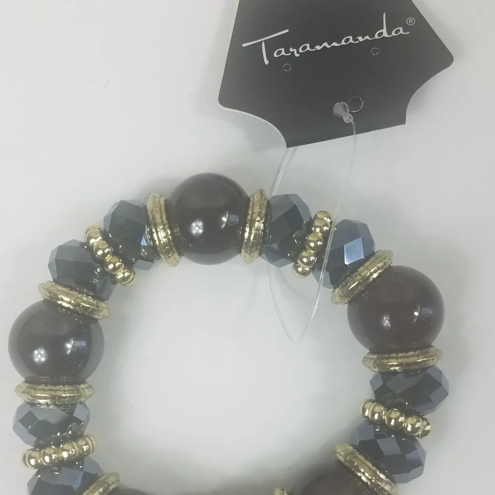 NWT, Taramanda, Brown/Blue stone stretch bracelet